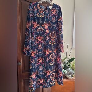 I. MADELINE gorgeous garden dress SIZE LARGE long sleeve MIDI floral